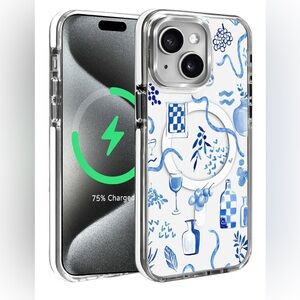 Blue and White “Porcelain Love Collage” iPhone 15 Case